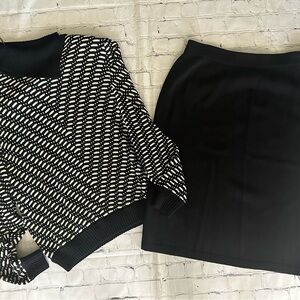 St. John by Marie Gray Vintage Sweater and black skirt size 14.